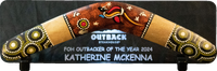 18" Outbacker of the Year Boomerang Mounted on Edge Lit Clear Acrylic  - OBS Exclusive